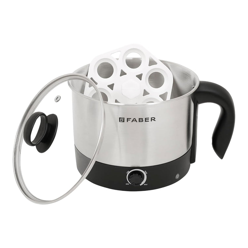 Faber 1.2L 700W Multi Cooker with SS304 Body, Cool Touch Handle, auto Cut-Off Feature, Comes with Boiler Stand, Temperat