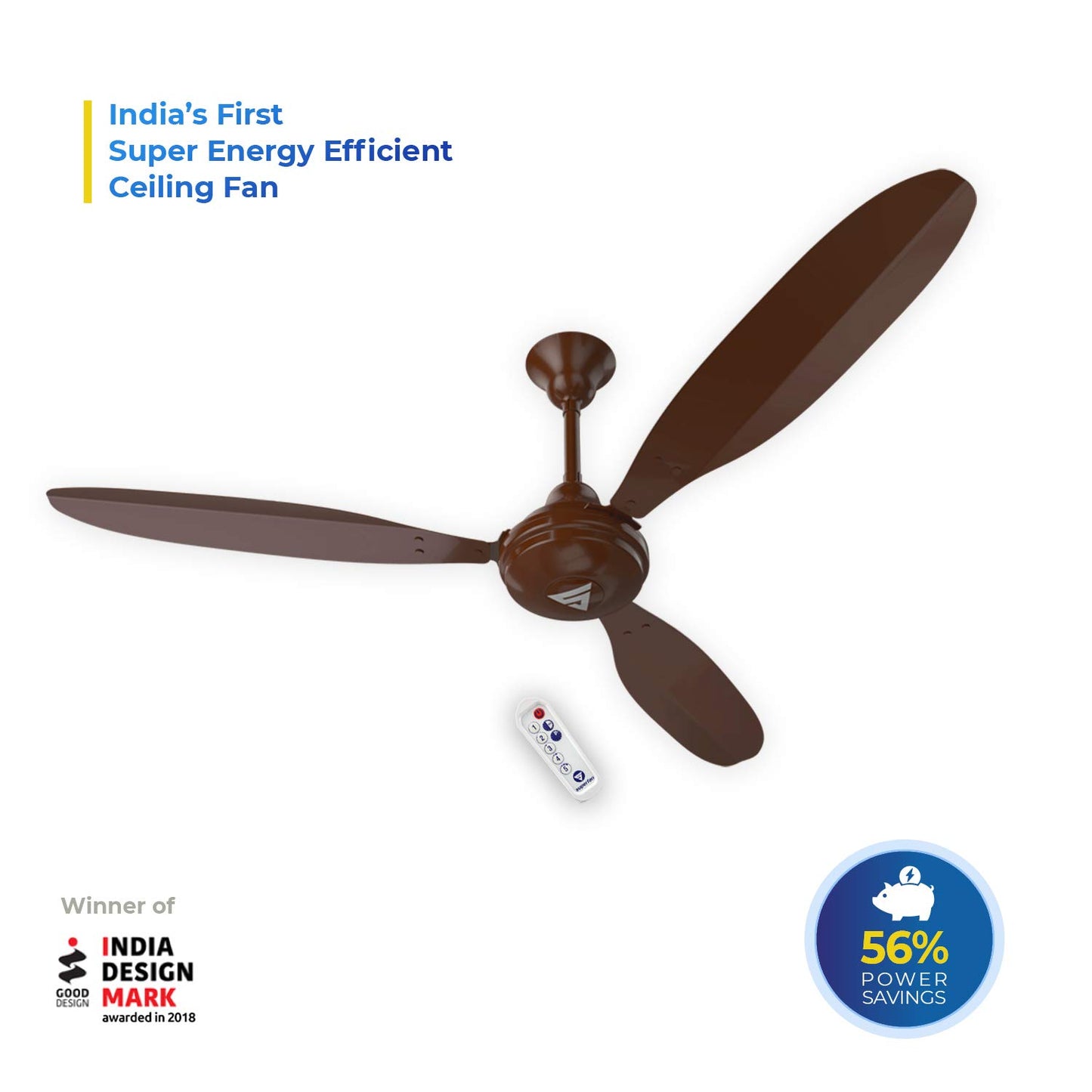 Superfan SuperX1 1200mm BLDC Ceiling fan for Home | India's 1'st BLDC fan| BEE 5 Star Rated Energy Efficient BLDC Fan| 5 Year Warranty (Pot Brown)