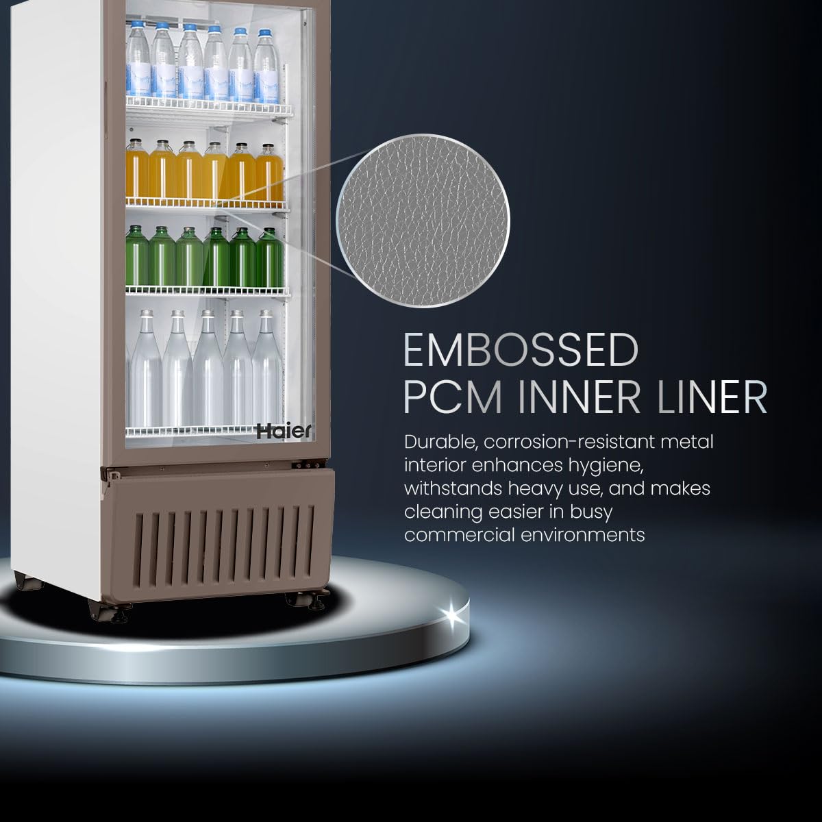 Haier HVC 305 GT5, 5 Star, Touch LED Visi Cooler Glass Door, Adjustable Shelves, Single Door Commercial Refrigerator (285 L, White)