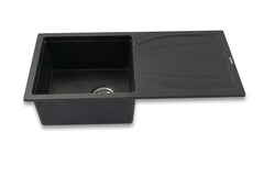 Faber Verona Ingranite34"X17"Single Bowl Sink with Drainboard|Includes Plumbing Waste Kit|25 Years Warranty|Silent,Scrat