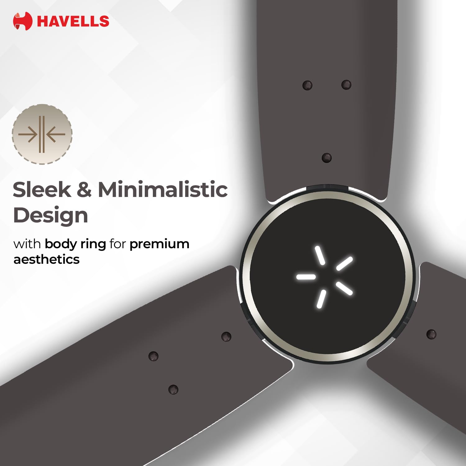 Havells FAB BLDC ULED Ceiling Fan 1200mm, 5 star, LED Speed Indicator, 380 RPM, Up to 65% Savings,Reverse Rotation,4 Speed Modes,Low Wattage 30W,Low Noise,Air Flow:225 CMM, 3 Year Warranty,Cocoa Brown