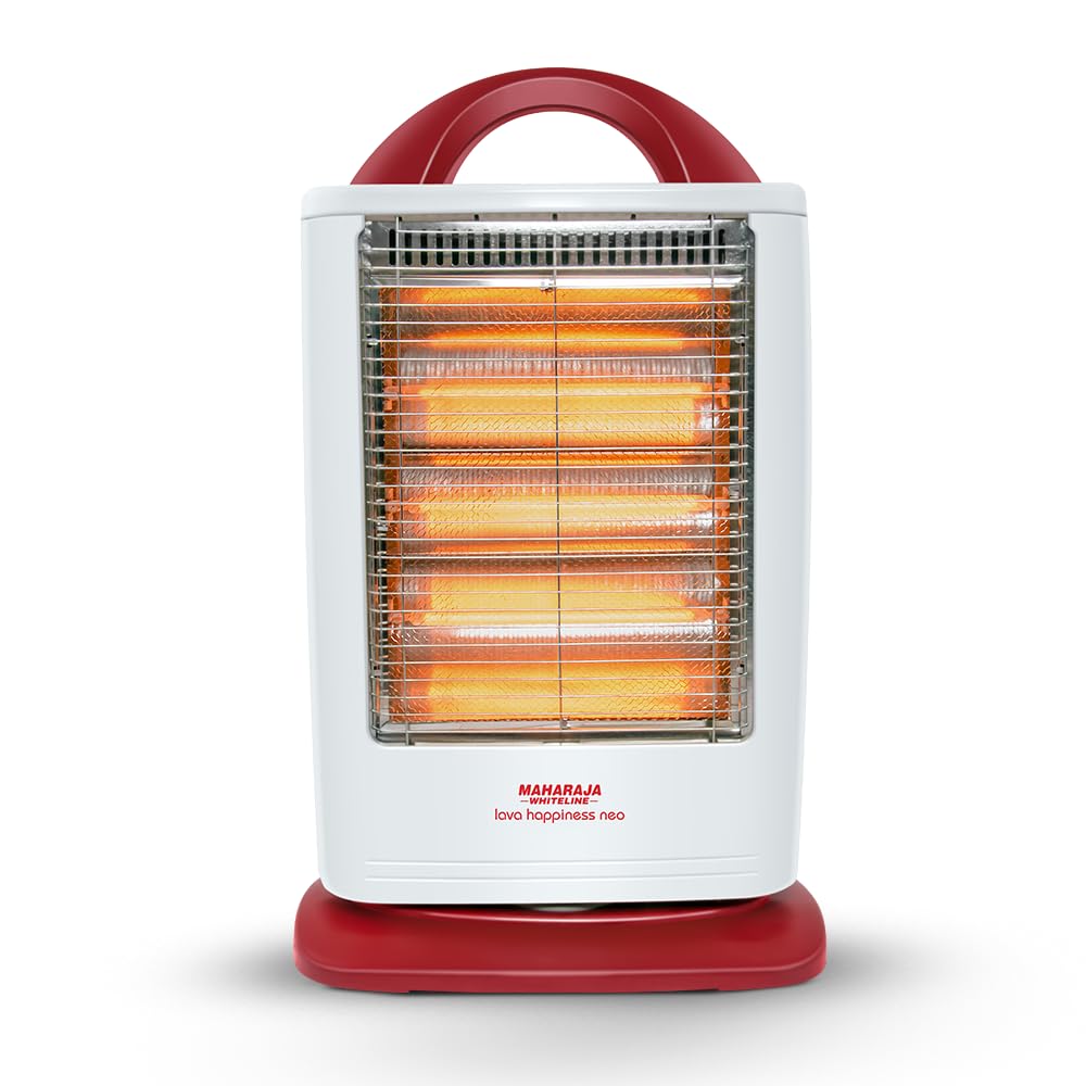 Maharaja Whiteline Lava Quartz Adjustable Room Heater, 3 Quartz Heating Elements, 1200 watt - 1 Year Warranty (White)