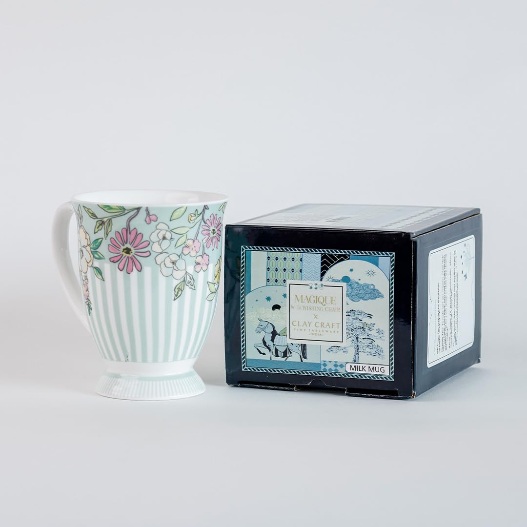Magique by The Wishing Chair x ClayCraft : Trellis Happy Days Ceramic Coffee Mug – 300 ml | Handcrafted Floral Cup | Elegant Lightweight Coffee Mug | Microwave & Dishwasher Safe | Tea Mug