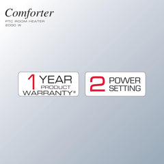 Havells Comforter 2000 Watt Room Heater with Overheat Protection| Easy to Carry for Bedroom and Office| Adjustable Thermostat Control Knob & Adjustable Vent for Air Delivery (White and Black)