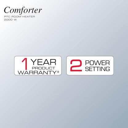 Havells Comforter 2000 Watt Room Heater with Overheat Protection| Easy to Carry for Bedroom and Office| Adjustable Thermostat Control Knob & Adjustable Vent for Air Delivery (White and Black)