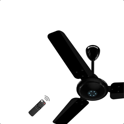 atomberg Ikano 900mm BLDC Ceiling Fan with Remote | BEE 5 star | High Air Delivery | LED Speed Indicator | Low Noise | Timeless Design with Power Saving | 3 Year Warranty | Gloss Black
