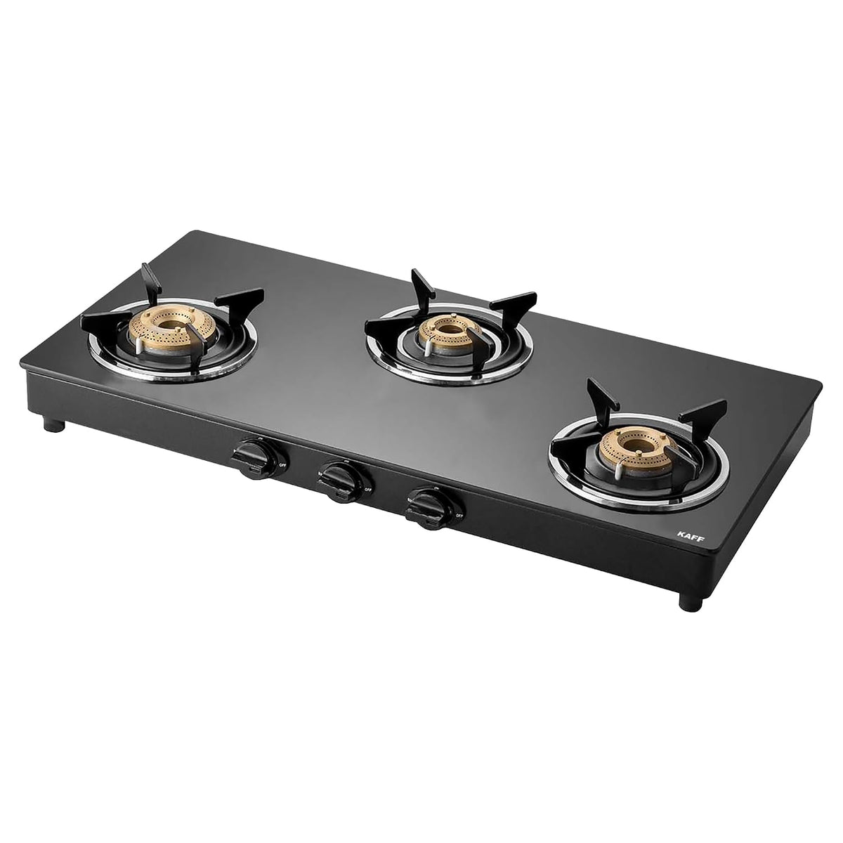 Kaff CTC 63 4B Gas Stove/Cooktop 4 Burners with Auto Electric Ignition 63 CM, High Efficiency Brass Burners, Black Tempe