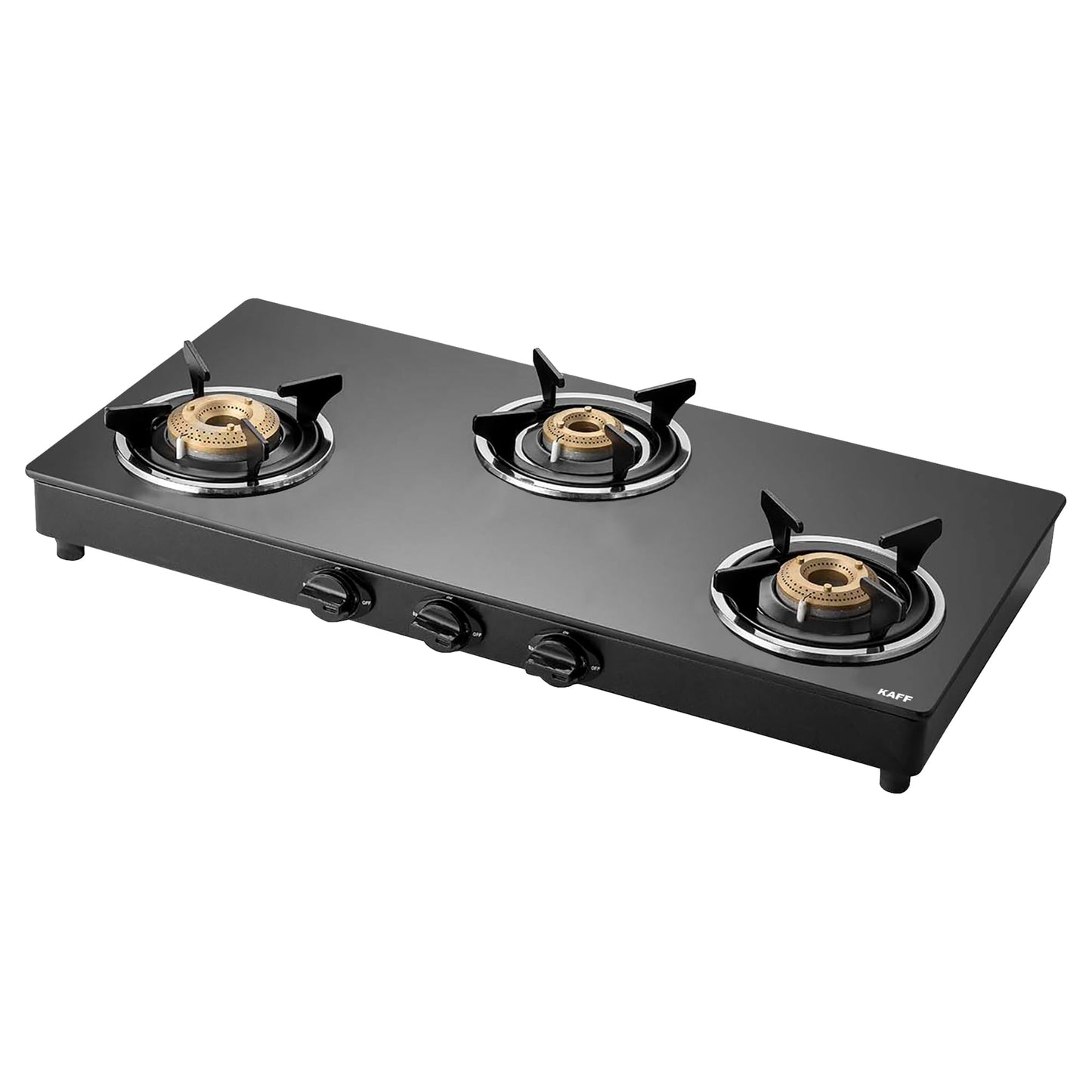 KAFF CTC 69 4B AI Gas Stove/Cooktop 4 Burners with Auto Electric Ignition 69 CM, High Efficiency Brass Burners, Black Tempered Glass, Enamelled Pan Support (Black)