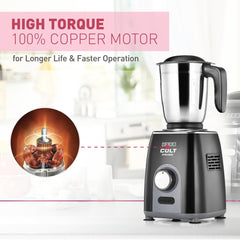USHA Colt Prime Mixer Grinder| 500W| Powerful 100% Copper Motor| Rust Resistant Stainless Steel Jars & Blades| Uniform Grinding with 3 Jars| 5 Years Motor Warranty