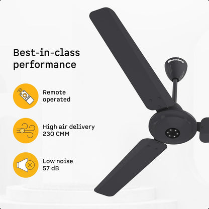 atomberg Efficio Alpha 1200mm BLDC Ceiling Fan with Remote Control | BEE 5 star Rated Energy Efficient Ceiling Fan | High Air Delivery with LED Indicators | 2 Year Warranty (Pebble Grey)