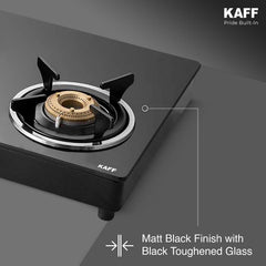 Kaff CTC 77 3B Gas Stove/Cooktop 4 Burners with Auto Electric Ignition 77 CM, High Efficiency Brass Burners, Black Tempe