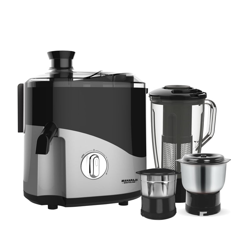 Maharaja Whiteline Odacio Pro Juicer Mixer Grinder With 3 Versatile Jars || 500 Watt || Food Grade Safe || 2 Year Warranty || Black and White