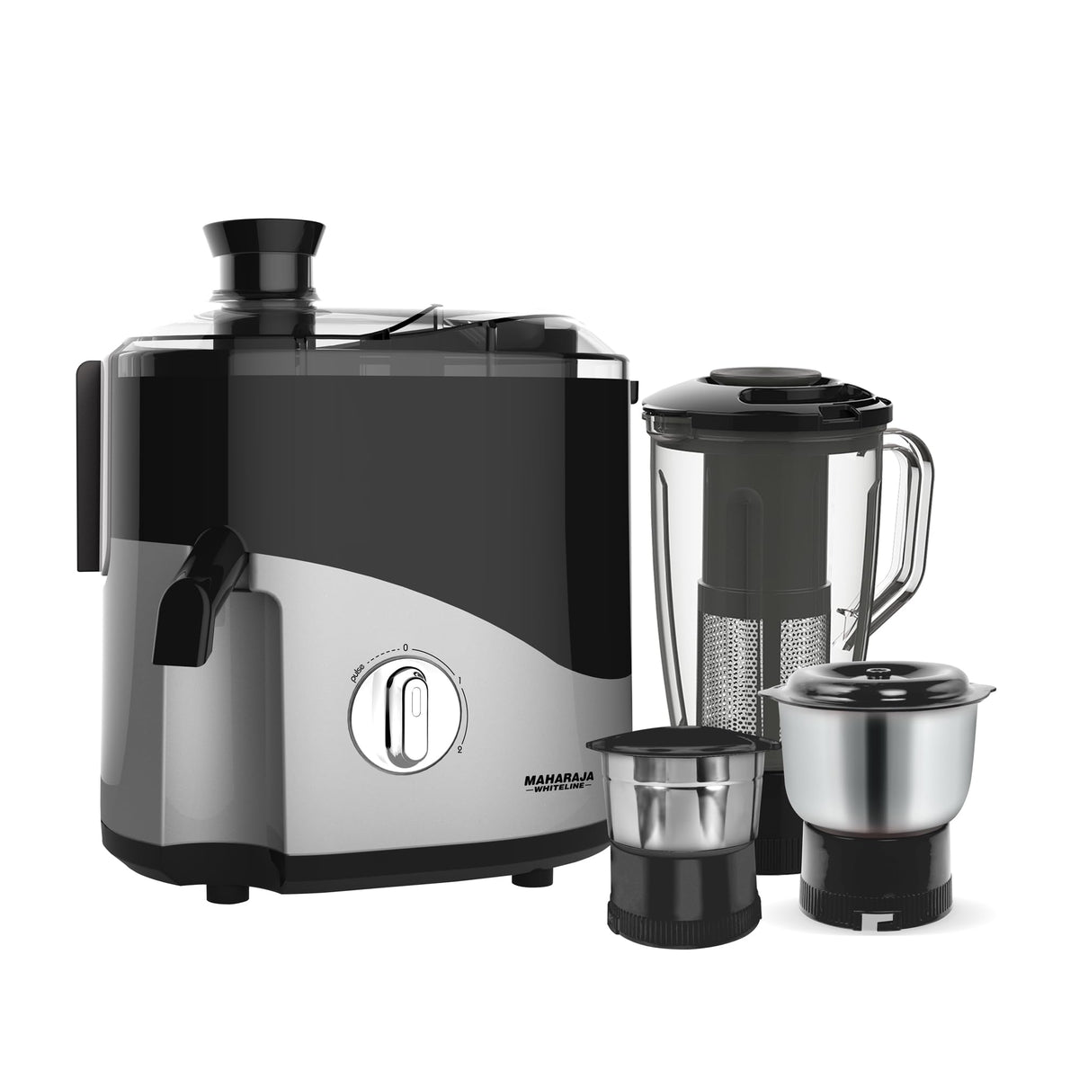 Maharaja Whiteline Odacio Plus 550-Watt Juicer Mixer Grinder With 3 Versatile Jars | Food Grade Safe | 2 year warranty (Black & Silver), 550 Watts