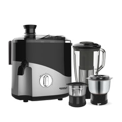 Maharaja Whiteline Odacio Plus 550-Watt Juicer Mixer Grinder With 3 Versatile Jars | Food Grade Safe | 2 year warranty (Black & Silver), 550 Watts