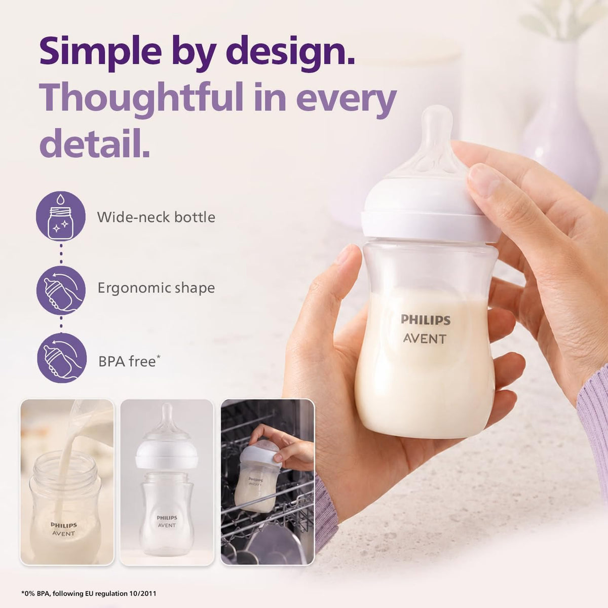 Philips Avent Natural Response Baby Feeding Bottle - 260Ml Baby Milk Bottle Pack of 2, Bpa Free for Babies 3-6 Months, SCY903/02