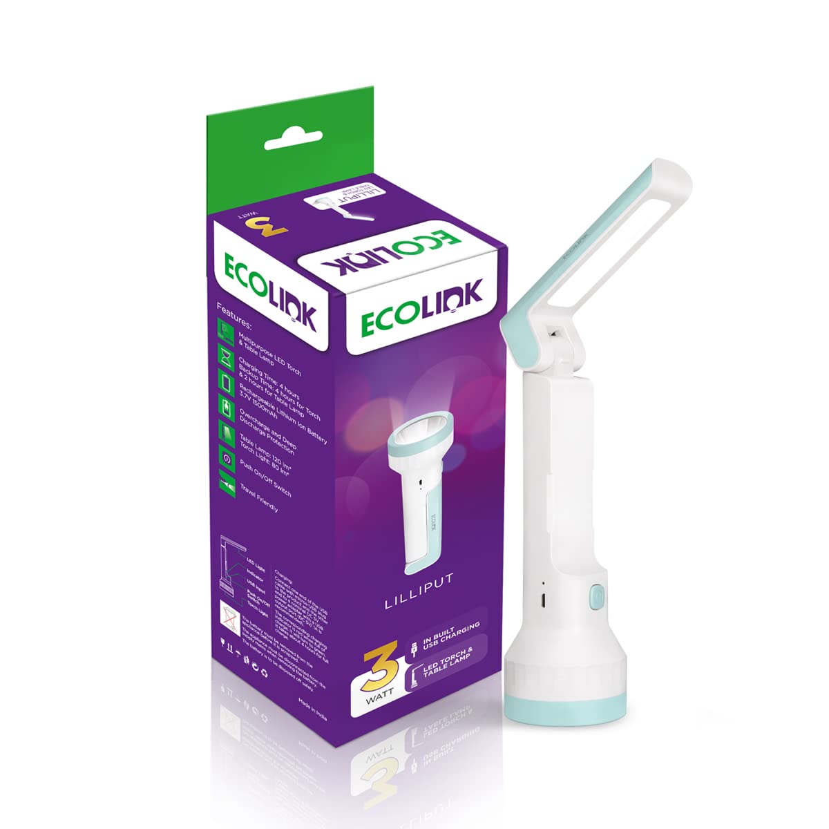 Philips EcoLink 3W Lilliput LED Torch & Table Lamp (,Pack of 1)