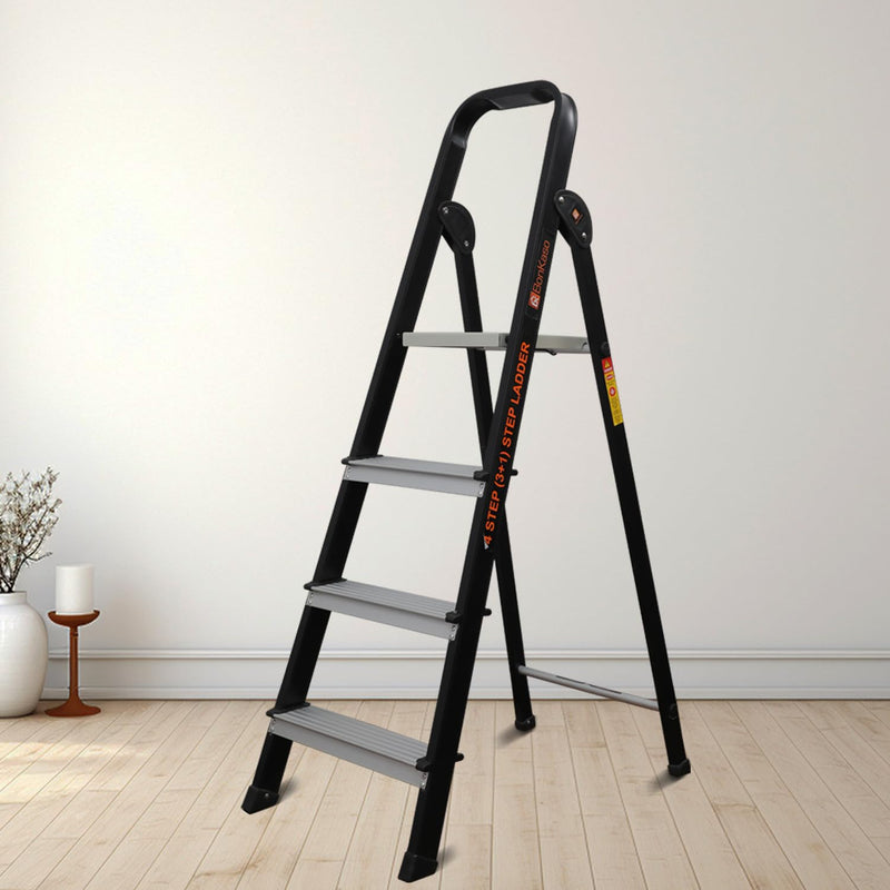 Bonkaso Climb Lite Pro 6 Steps Foldable Aluminium Ladder, Load Capacity Upto 120kg, Multipurpose Ladder for Home & Office, Anti-Skid, Heavy Duty Platform, 5 Years Warranty (191h x 52w Cms) Black