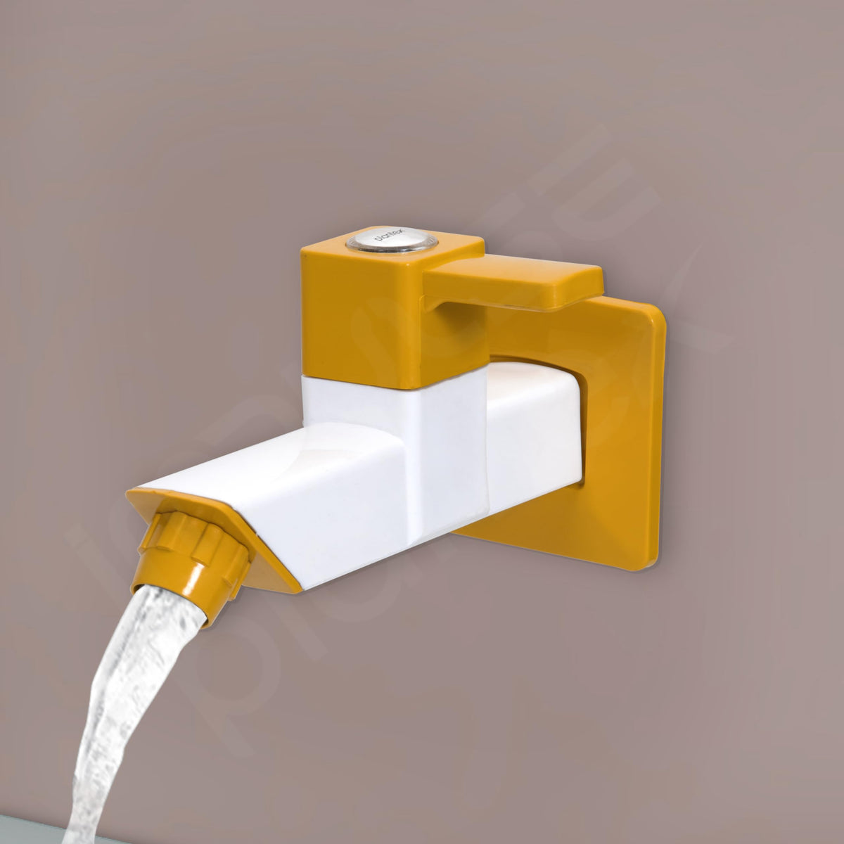 Plantex PTMT EDS-122 Single LeverPainted Bib Tap For Bathroom With Water Saving Aerator/Bib Cock For Bathroom With Plastic Wall Flange & Teflon Tape (Yellow & White)-4