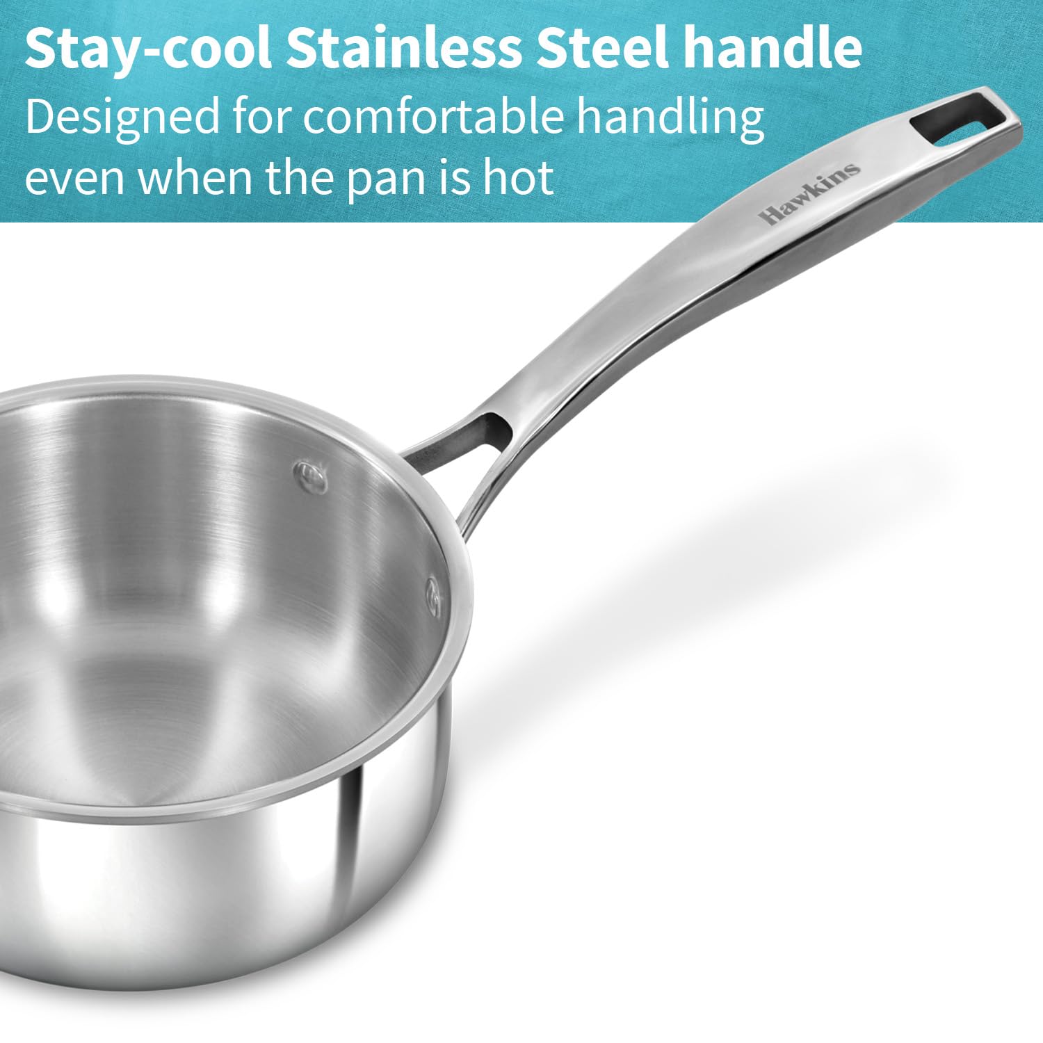 Hawkins Pro 1.5 Litre Sauce Pan, Tri-Ply Stainless Steel Tea Pan/Milk Pan with Stainless Steel Lid, Silver (PSSP15S)