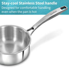Hawkins Pro 1.5 Litre Sauce Pan, Tri-Ply Stainless Steel Tea Pan/Milk Pan with Stainless Steel Lid, Silver (PSSP15S)
