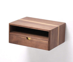 Solid Walnut Floating nightstand with Drawer and Shelf, mid Century Bedside Table, mid Century Modern End Table
