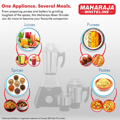 Maharaja Whiteline Infinimax DLX Mixer Grinder, 750W (Black & Grey) (MX-224)