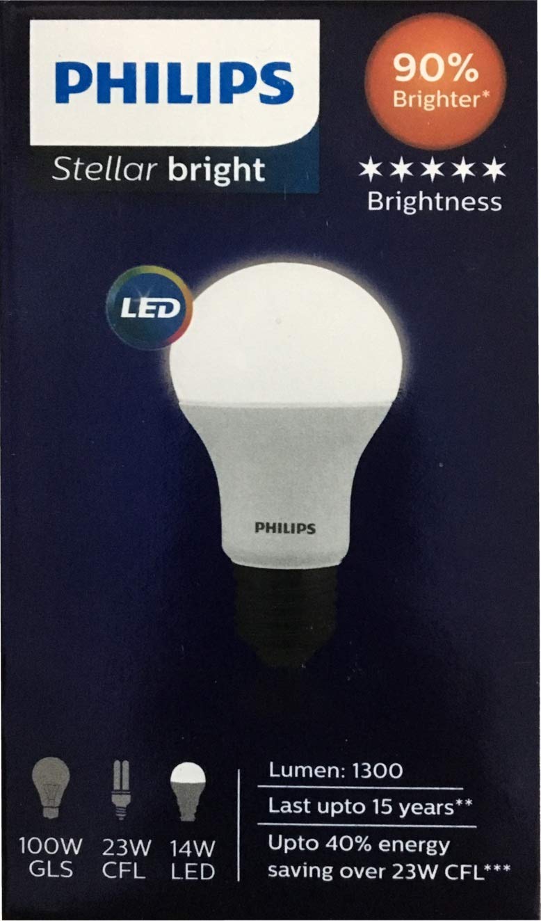 Philips 14-Watts e27 LED Yellow Bulb, Pack of 12