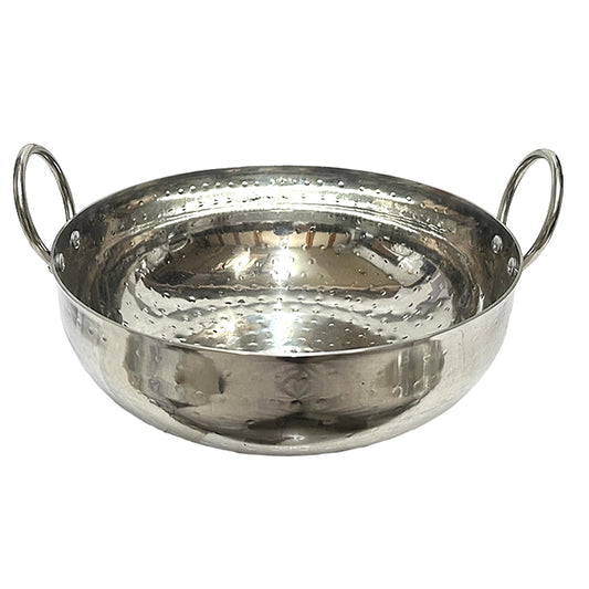 Dynore Stainless Steel Hammered Kadhai/Heavy Bottom Cookware/Kadhai/Kadhai for Kitchen/Utensils for Cooking, Deep Frying with Handle 1.5 LTR