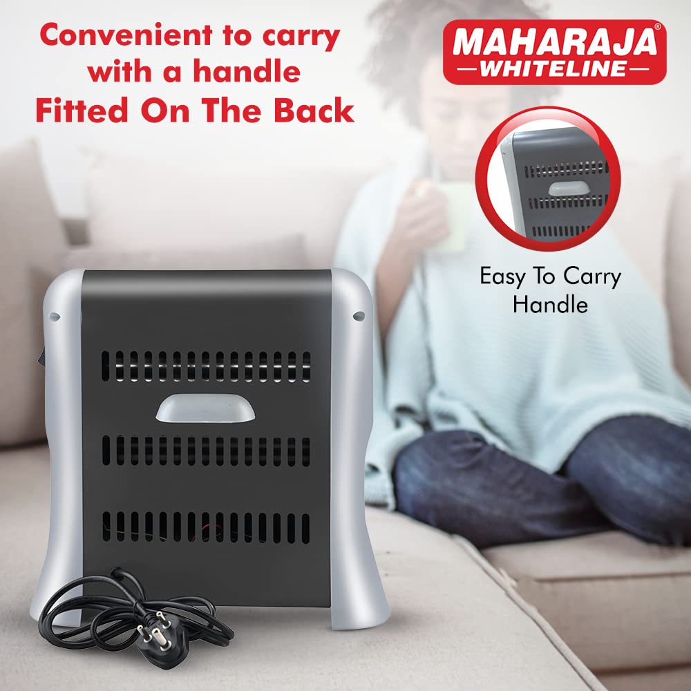 Maharaja Whiteline Quato 800 Watts Quartz Heater | 2 Heat Setting | Easy to Carry | Shock Proof Body (Grey)
