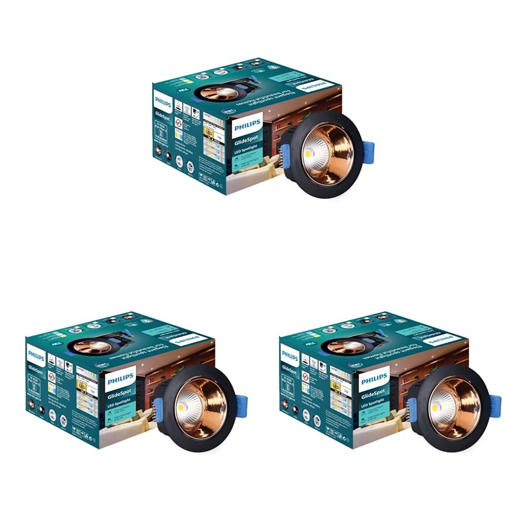 Philips 7 Watt Rose Gold Reflector LED Ceiling COB Round Spot Light with Adjustable Tilt (Pack of 3)