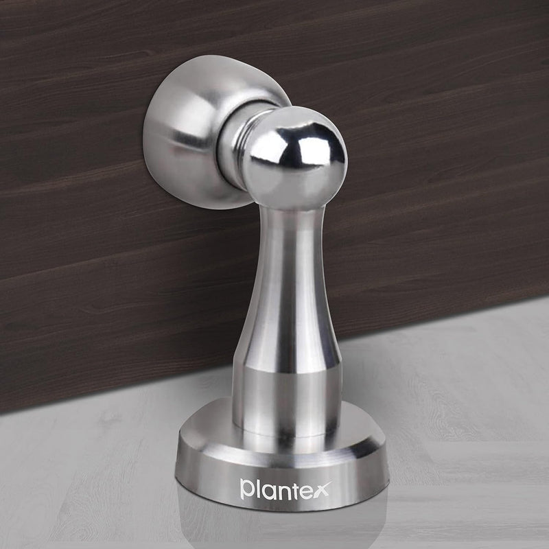 Plantex Stainless Steel 360 Degree 4 inch Door Magnetic Stopper for Home/Wall and Floor Mounted Soft-Catcher to Hold Wooden/Glass/PVC Door Stops - Pack of 2 (Matt Finish)-2