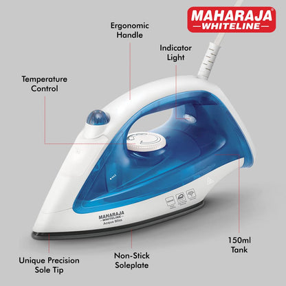 Maharaja Whiteline Acqua Bliss Steam Iron, 1200W - SI-131 (Blue & White)