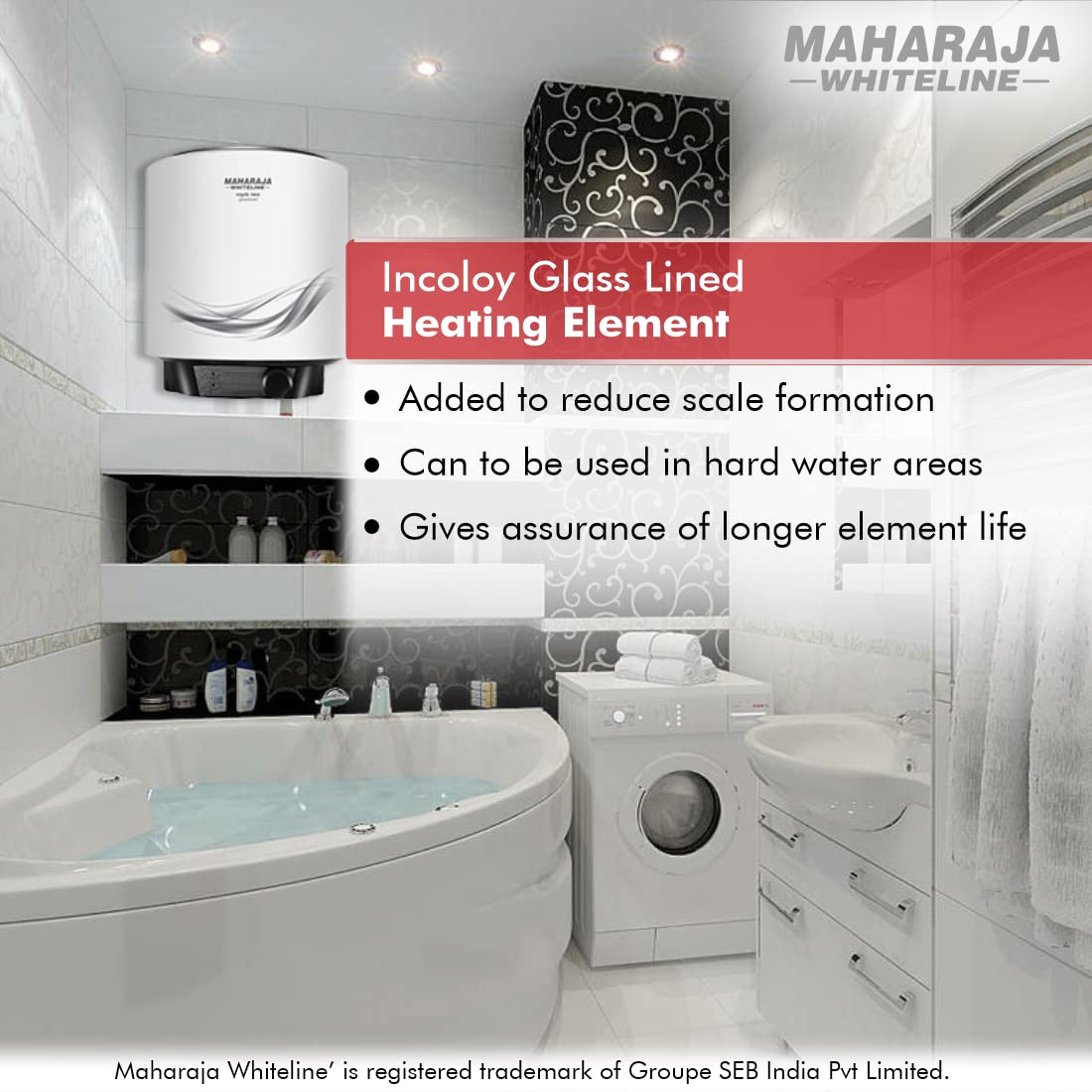 Maharaja Whiteline Aquis Neo Storage wall Water Heater, 10 litre, Glasslined coating, Rust & Shock proof Metal Body, Blue & White Color, Free Installation - AQUIS NEO/WH-167