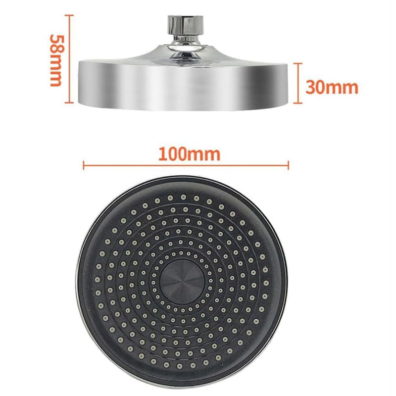 HOUZA Round Shower Head for Bathroom | 4 Inch Single Flow Overhead Shower without Arm | Adjustable Bathroom Shower with Even Water Flow & Rust Resistant | Anti-Clog Silicone Nozzles for Wall Mounting