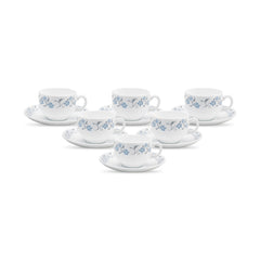La Opala Diva, Opal Glass Crockery | Cup & Saucer Iris Regular, Set of 12 | Grace Red, 160 ml | for Tea & Coffee | Microwave Safe | 100% Vegetarian | Extra Strong | Super Light | Super White