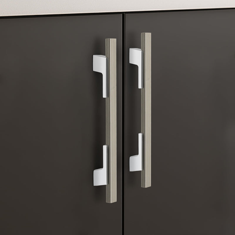 Plantex Cabinet Handle/Kitchen Cabinet Door Handle/Wardrobe/160 mm Cupboard Handle/Door Pull-Push Handle for Home/Office - Pack of 2 (Satin White & Chrome)-1