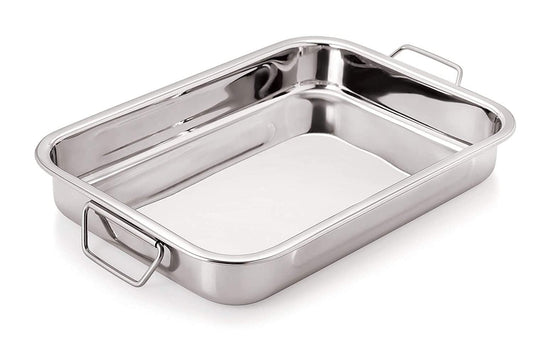 Dynore Stainless Steel Lasagna Tray with Handle for Serving Any Foods (35.5 cm x 27 cm)