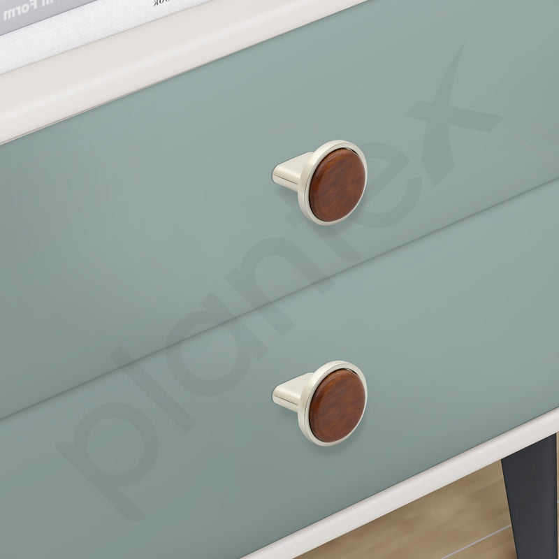 Plantex Knobs for Drawer/Round Drawer Knobs/Knobs for Cabinets/Pull-Push Knobs for Kitchen/Bedroom Drawer - Pack of 1 (Small, Satin & Wood)-2