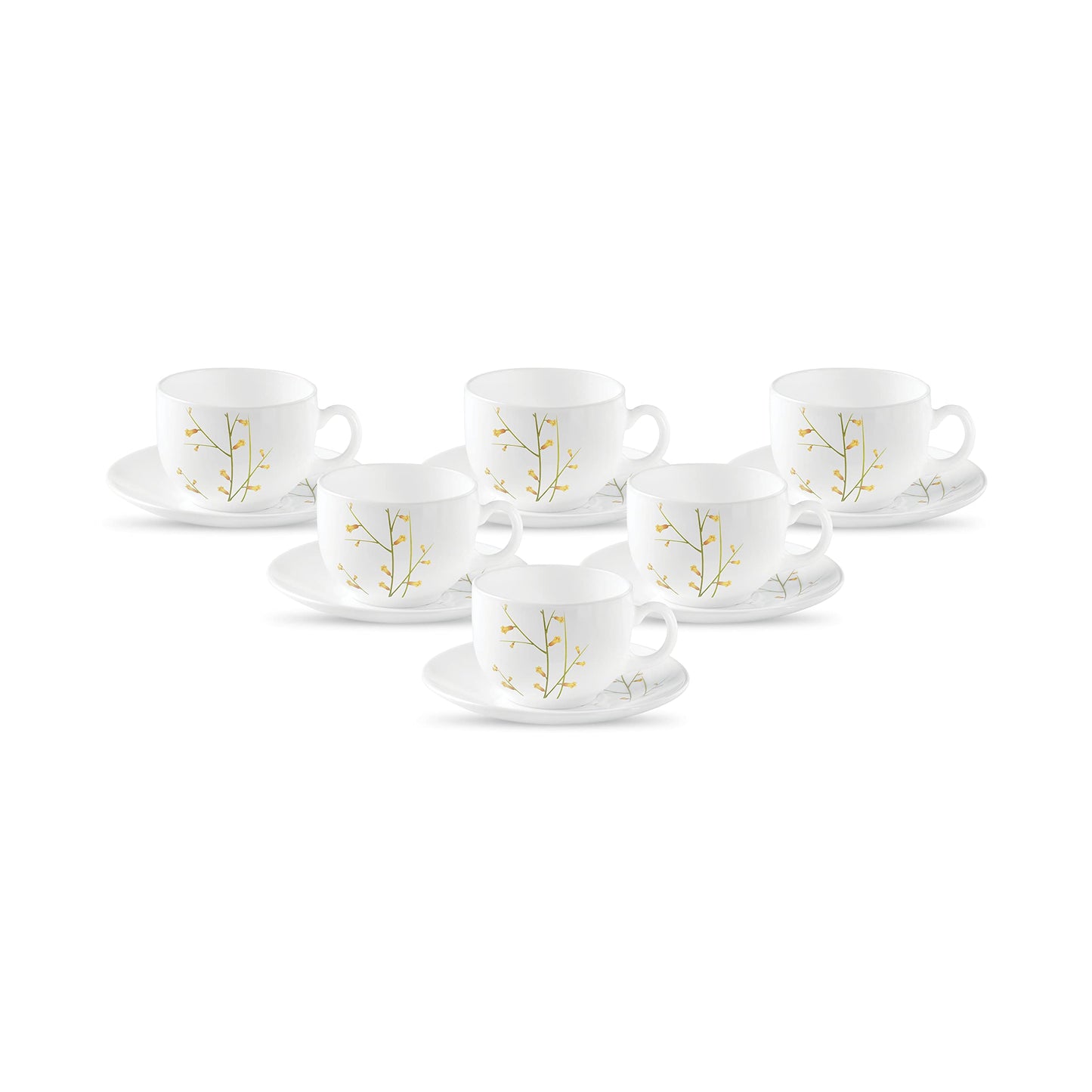 La Opala Diva, Opal Glass Crockery | Cup & Saucer Iris Regular, Set of 12 | Grace Blue, 160 ml | for Tea & Coffee | Microwave Safe | 100% Vegetarian | Extra Strong | Super Light | Super White