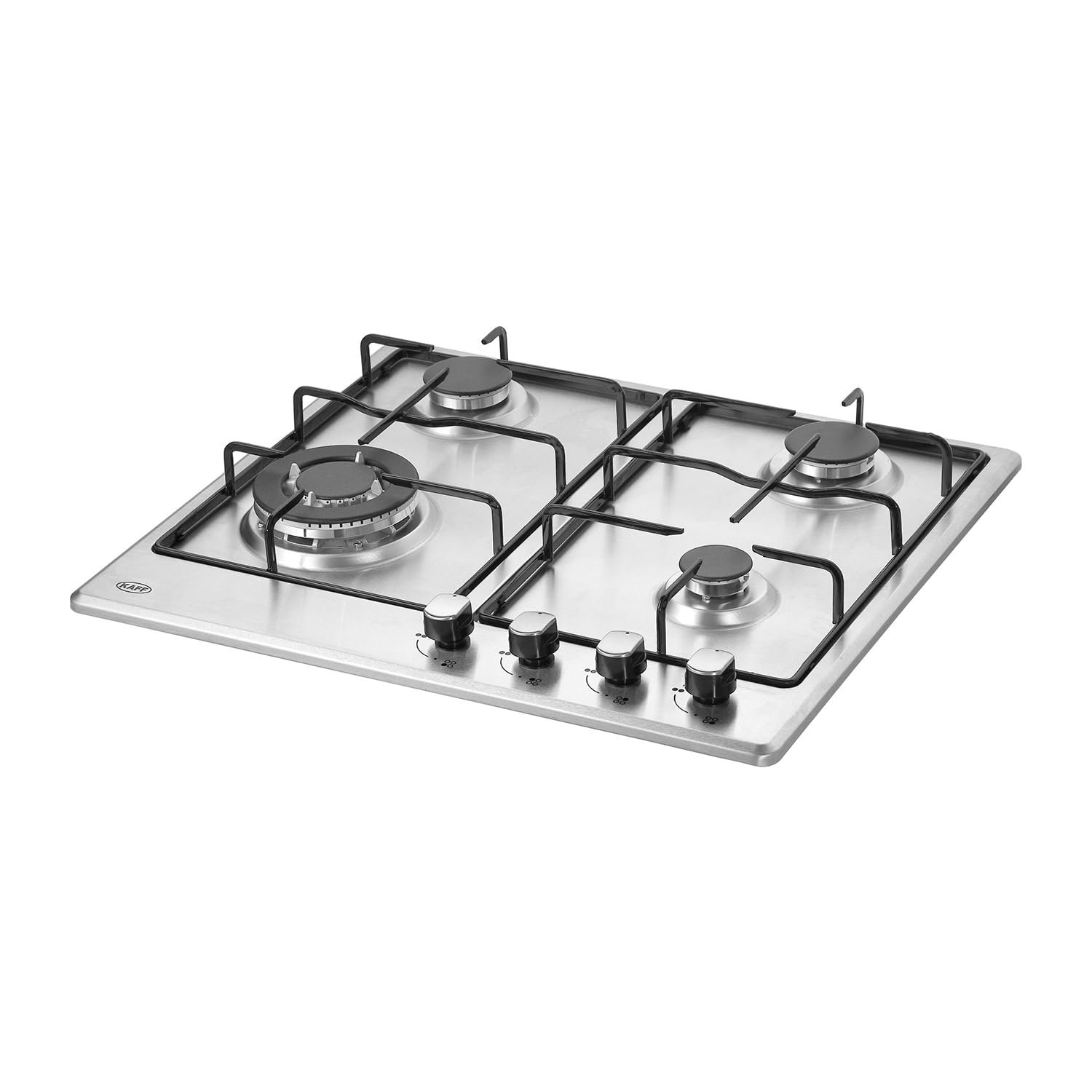 KAFF 4 Burners Built-in Hob & Hobtop For Modular kitchen -8 MM|Auto Electric Ignition Glass Top| Italian Burner, Enamelled Matt Finish, Easy Grip Knobs, Toughened Glass (Silver,80CM)