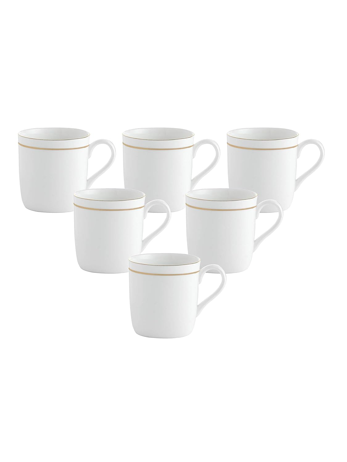 Clay Craft Elegant Gold Line Coffee/Tea Cups Set of 6 Perfect for Daily use 180 ml, White, Standard (Asian-Set of 6)