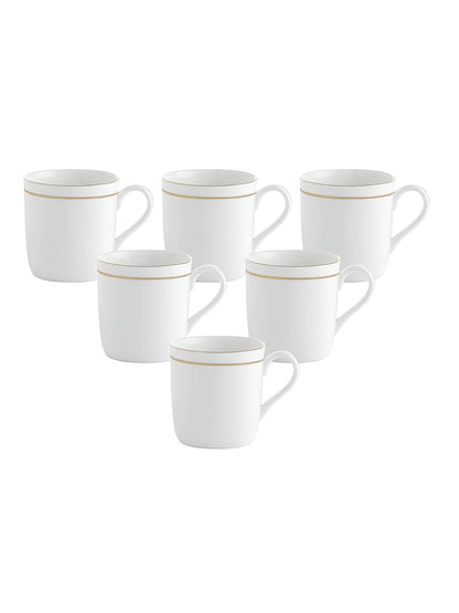 Clay Craft Elegant Gold Line Coffee/Tea Cups Set of 6 Perfect for Daily use 180 ml, White, Standard (Asian-Set of 6)