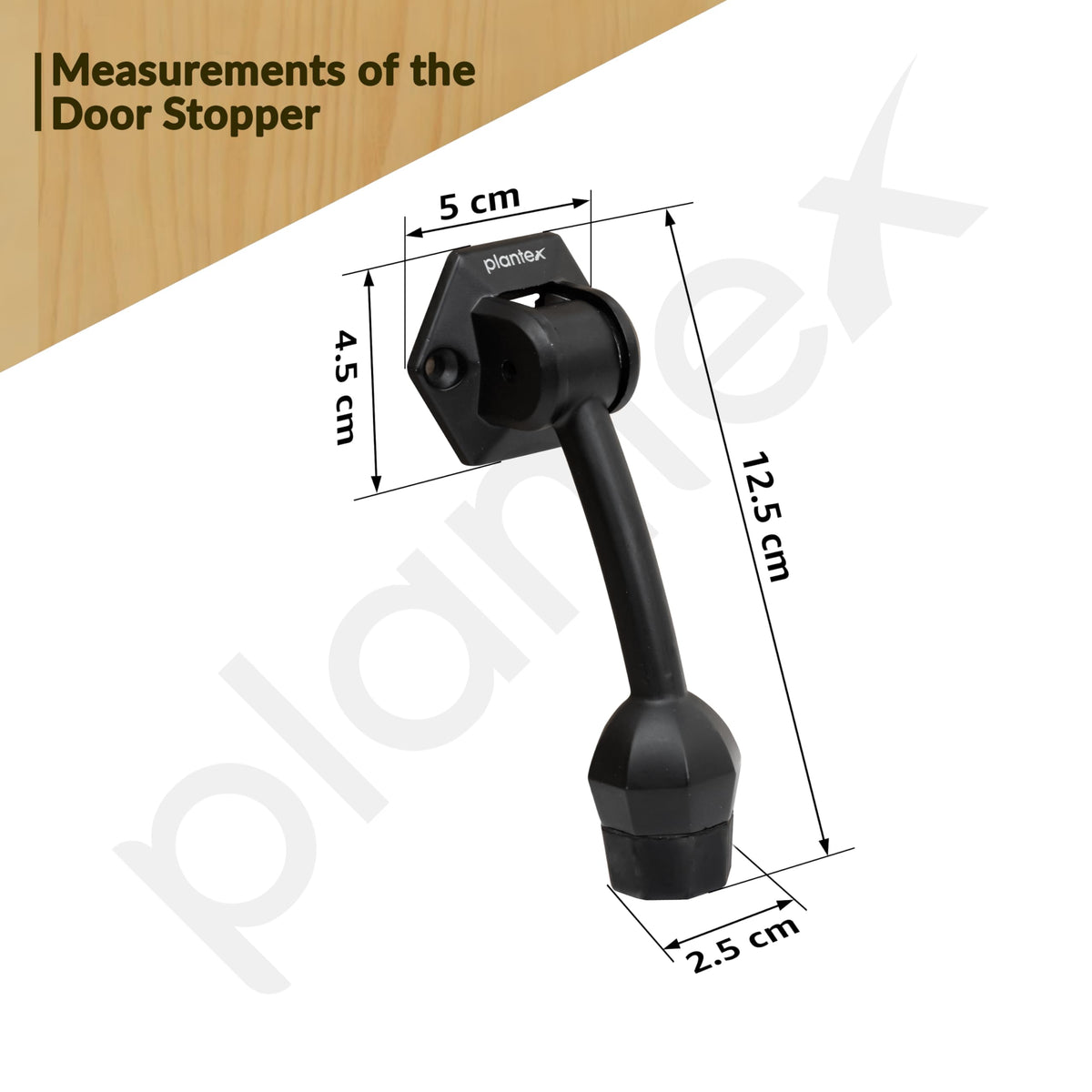 Plantex Door Stopper for Main Door/5-Inch Stopper with Rubber Grip/Stoppers for Wooden Door/Stops for Door Pack of 3 (Z-Black)-3
