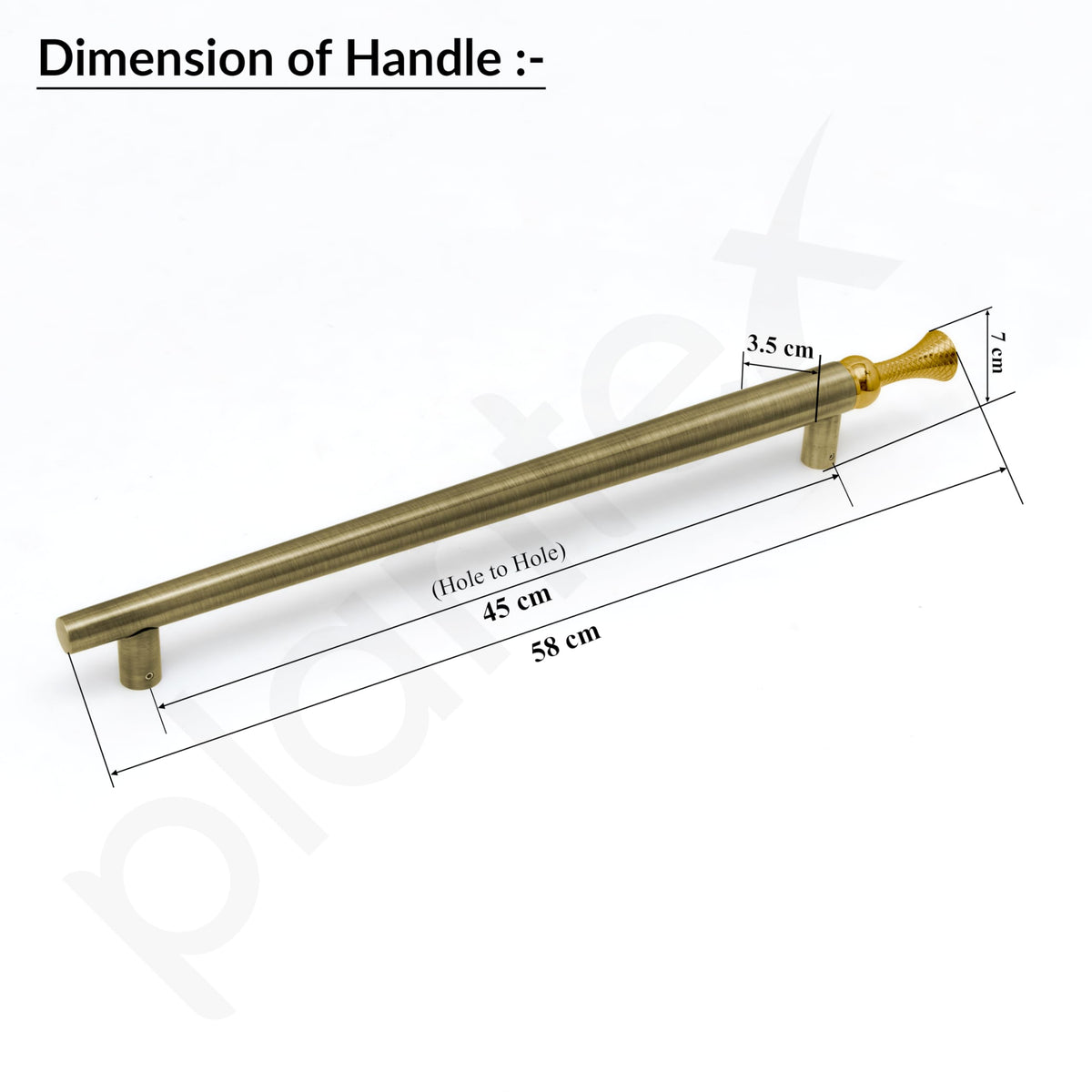 Plantex Main Door Handle/Stainless Steel & Aluminium Door Handle/450mm Pull-Push Handle for Home/Office/Hotel - Pack of 1 (DTMD-413, Brass Antique & Gold)-2