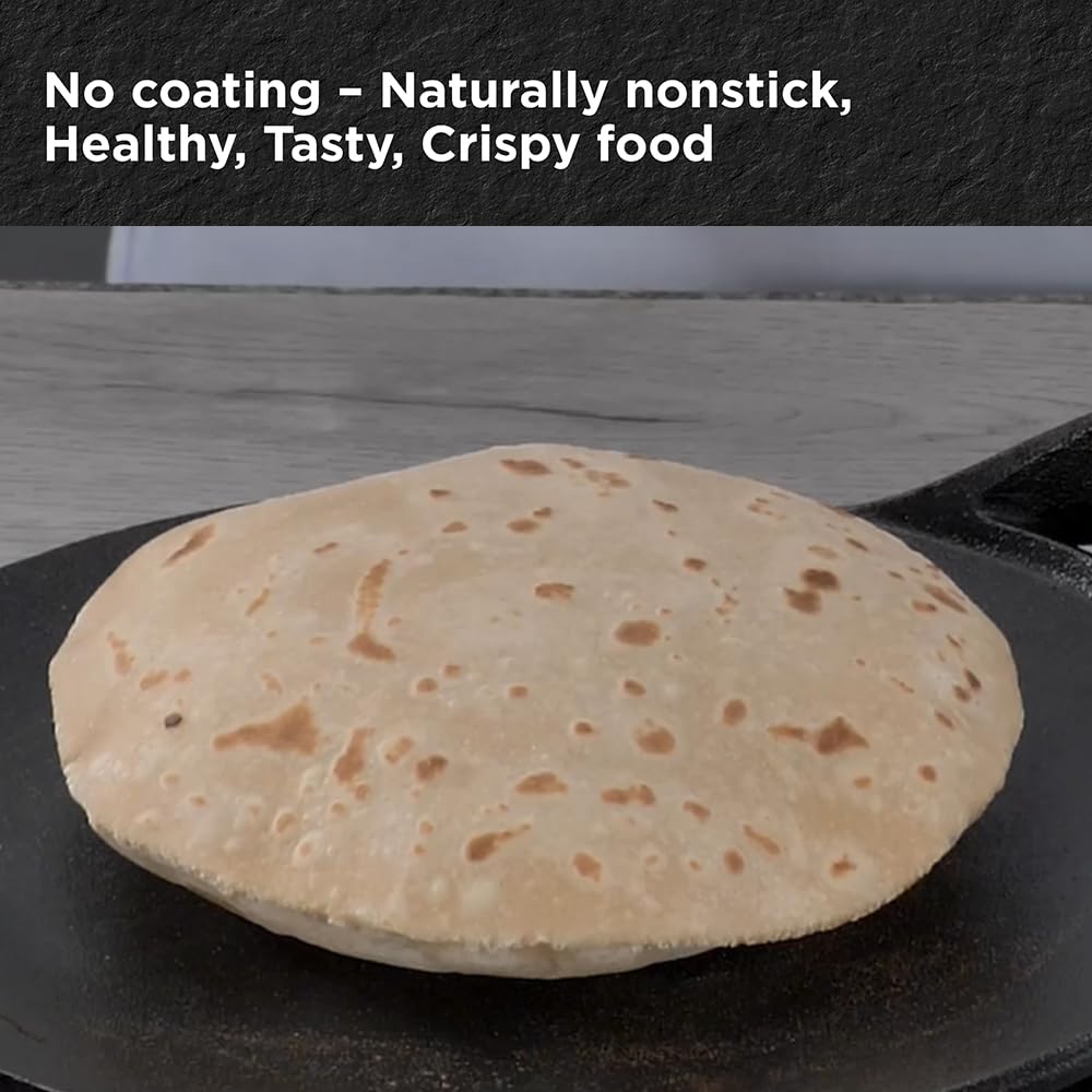 Hawkins Futura 22 cm Cast Iron Tava, Cast Iron Tawa for Roti, Cast Iron Cookware for Kitchen, Black (CIT22)