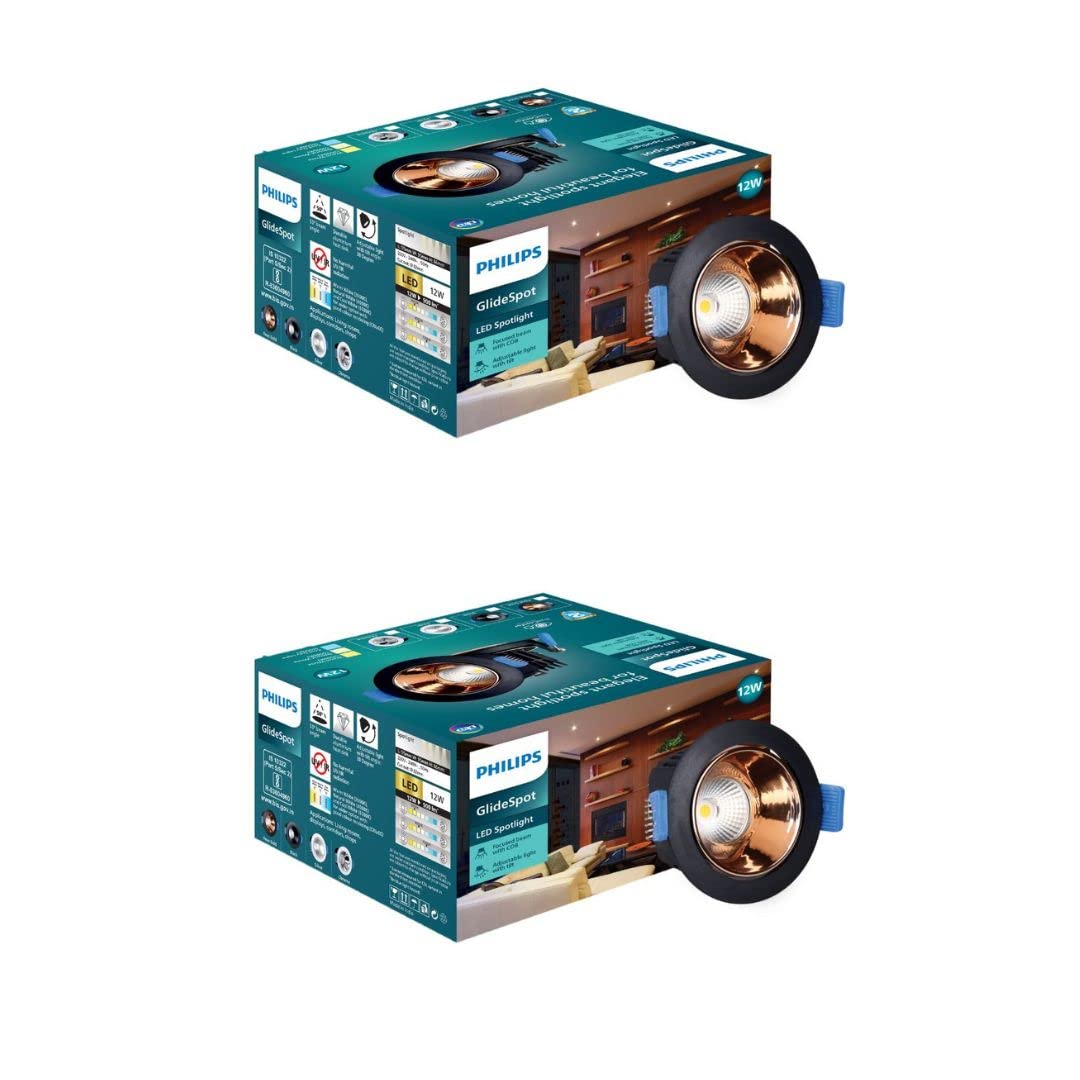 Philips 12 Watt Rose Gold Reflector LED Ceiling COB Round Spot Light with Adjustable Tilt (Pack of 2)