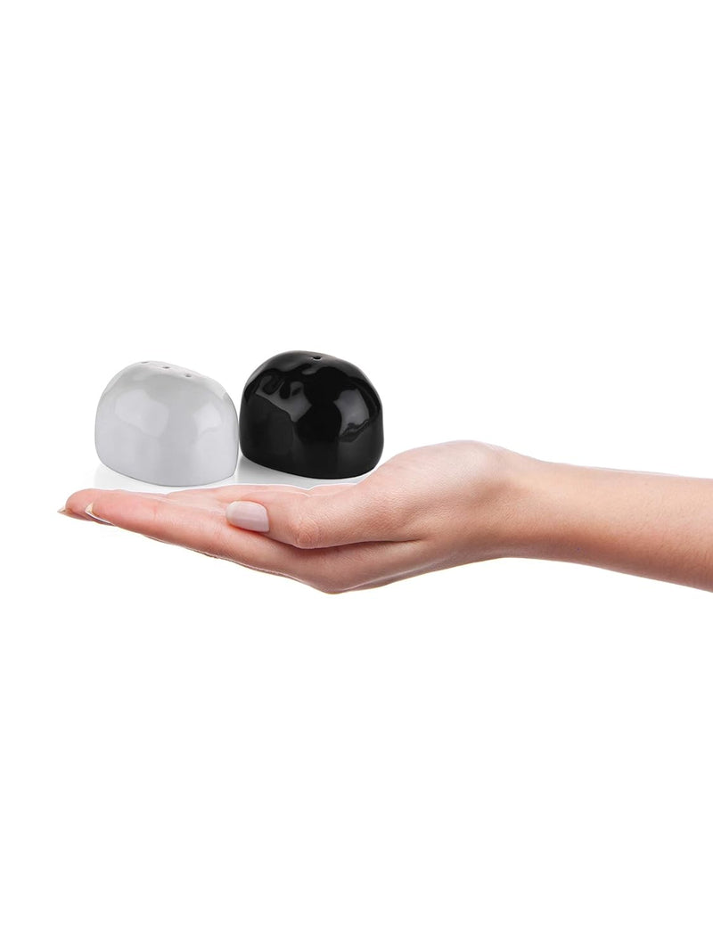 Clay Craft Basics Cruet Set/Salt and Pepper Shaker, Stone Look, White and Black, 2 Pcs