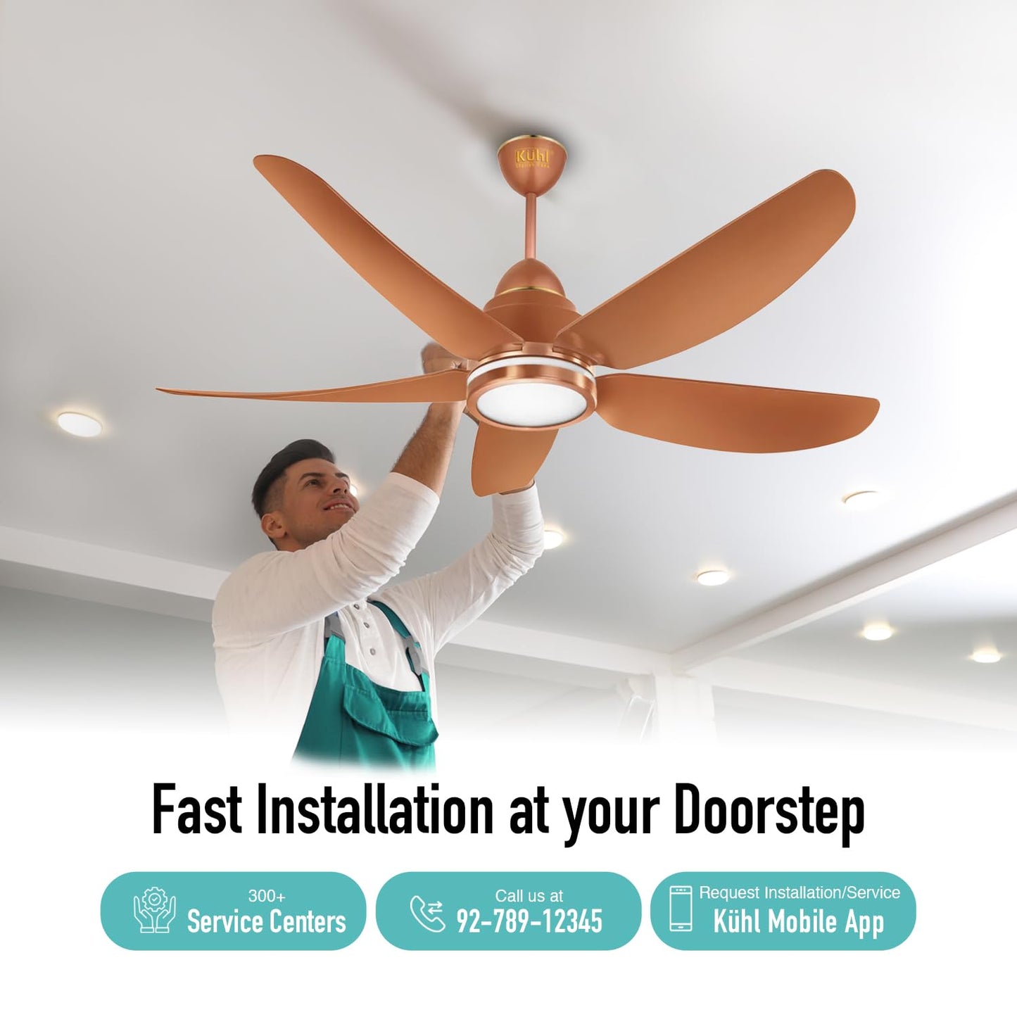 KUHL Luxus C5 1200mm Stylish 65% Power Saving BLDC Ceiling Fan with Remote | Night & Down Light | 29W |BEE 5 Star | Low Noise|IoT –Operate via Mobile & Alexa|Reverse Mode | Free Installation | Copper
