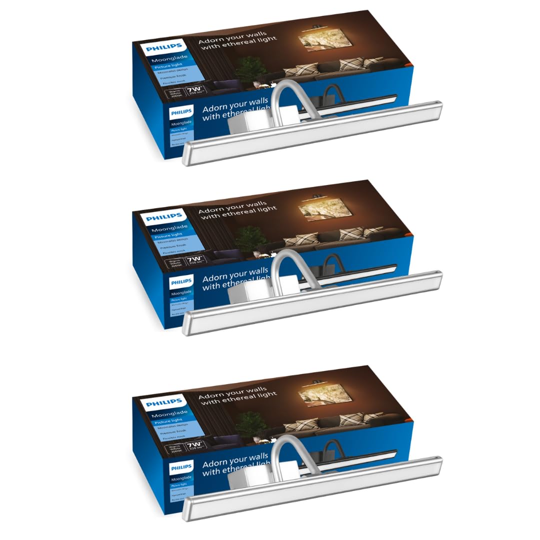 Philips 7-Watts Moonglade Silver Picture Light (Pack of 3)