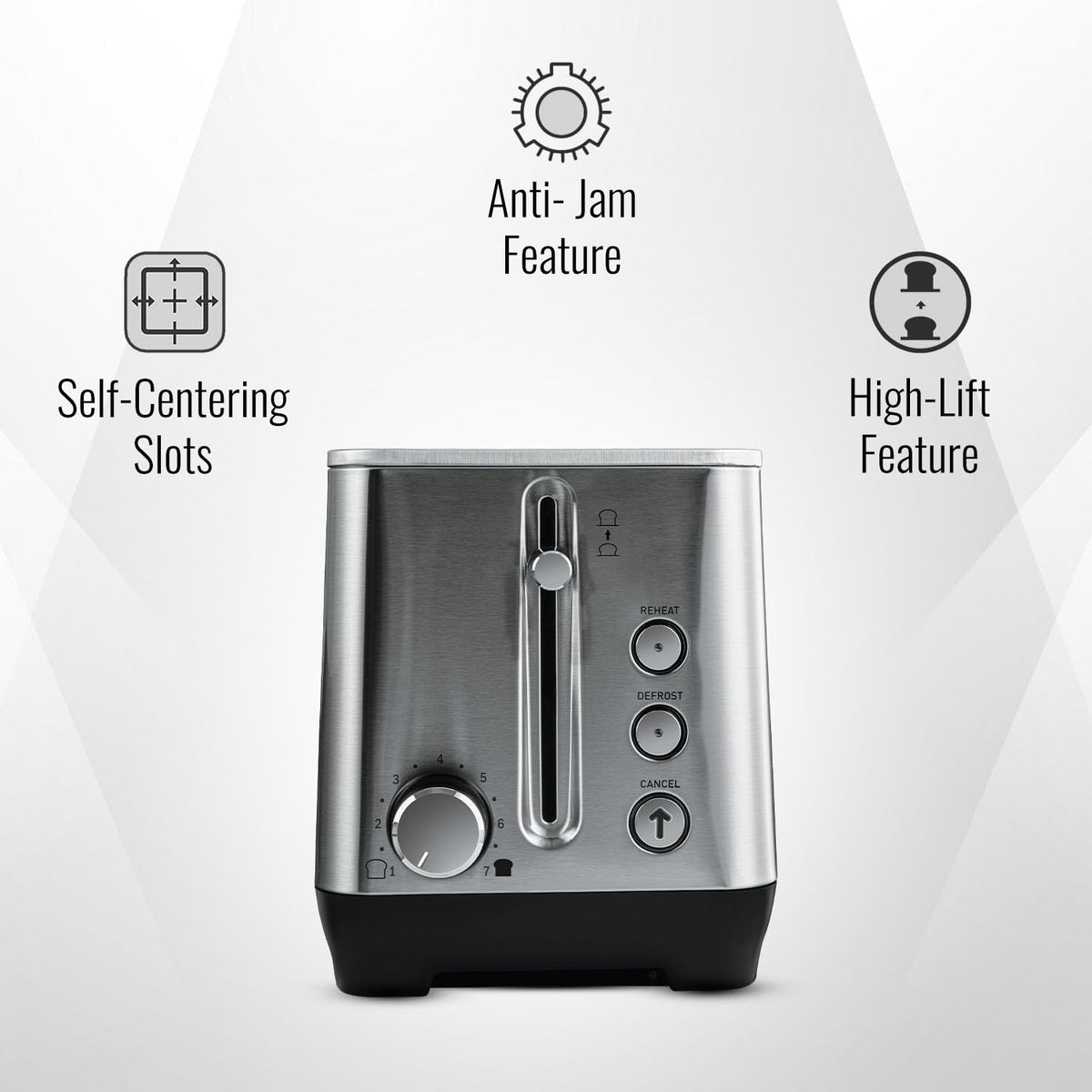 Sujata Pop-up Toaster | Stainless Steel, 7 Heating Modes, Cool Touch, Reheat & Defrost - PT11 - 2 Slice, 900W